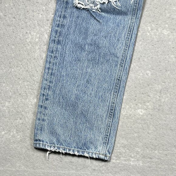AGOLDE 90's Mid Rise Loose Fit Jeans Fall Out Size 27 Distressed Medium Wash - Picture 4 of 15